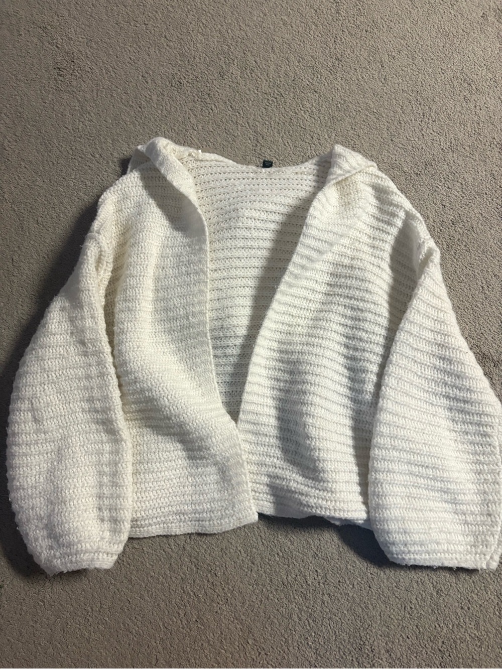 wild fable Cream Hooded Open-Front Chunky Knit Cardigan